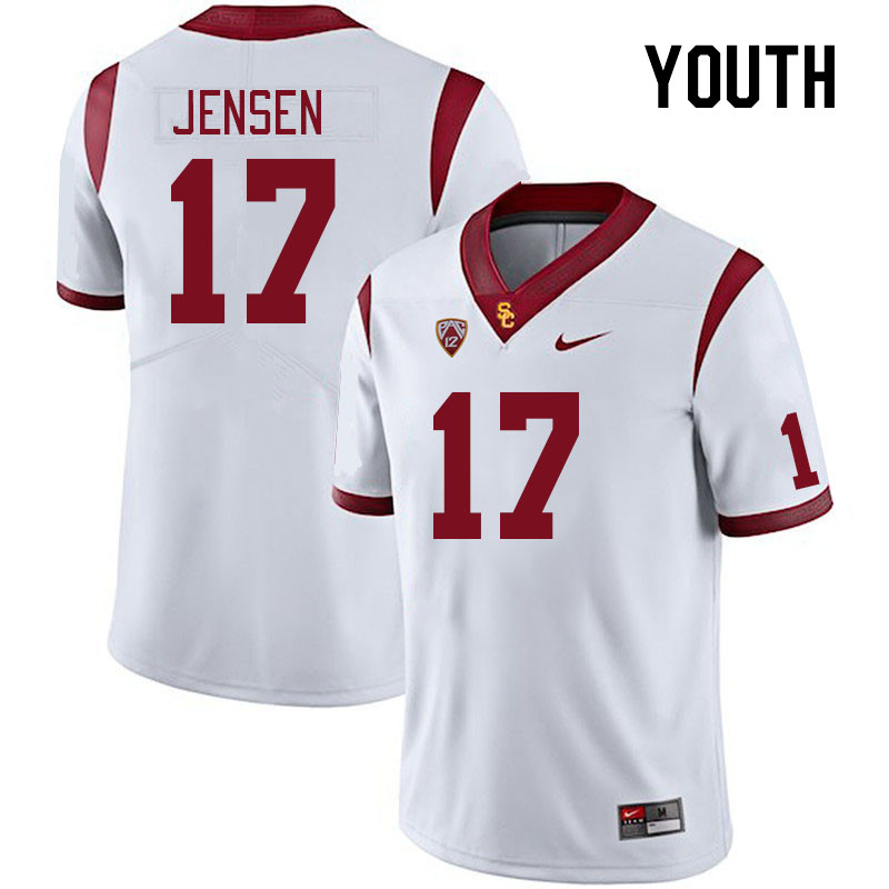 Youth #17 Jake Jensen USC Trojans College Football Jerseys Stitched Sale-White